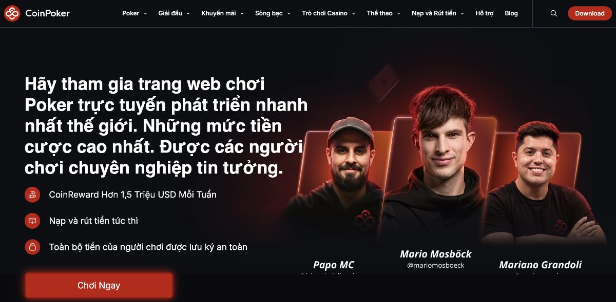 Chơi Poker trên CoinPoker